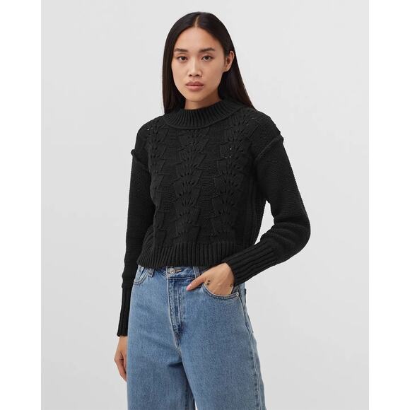 Free People | Black Cotton-Blend Pullover Bell Song Sweater | Size XS - Picture 2 of 13